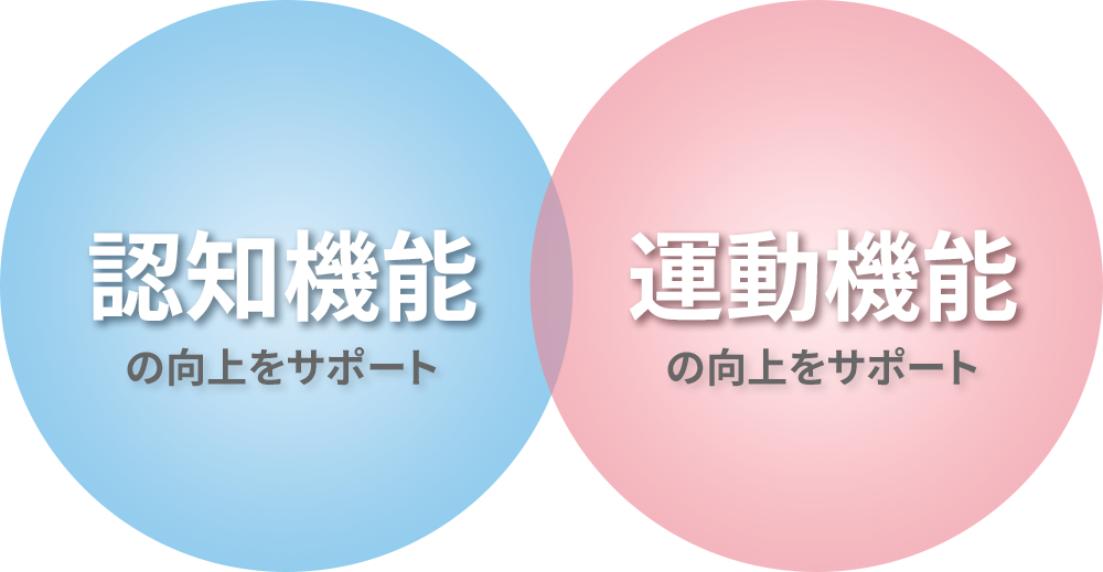 認知機能と運動機能の向上をサポートするイメージ図